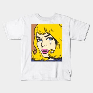 Blonde Crying Comic Girl Kids T-Shirt